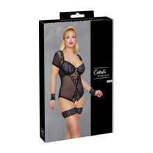 Lade das Bild in den Galerie-Viewer, Body mit Spitze 85D/L - 95F/2XL mit Handfesseln, ouvert &quot;Nooria&quot;
