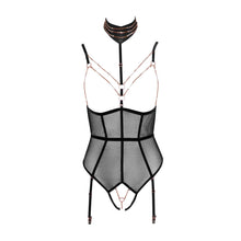 Lade das Bild in den Galerie-Viewer, Body ouvert S-XL mit abnehmbaren Strapsen und strassbesetzten Ketten &quot;Felicia&quot;
