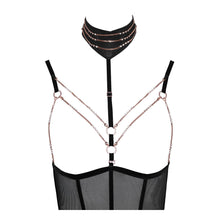 Lade das Bild in den Galerie-Viewer, Body ouvert S-XL mit abnehmbaren Strapsen und strassbesetzten Ketten &quot;Felicia&quot;
