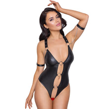 Lade das Bild in den Galerie-Viewer, Stringbody Bondage ouvert S-XL mit Fesseln und Deko-Ringen &quot;Freny&quot;
