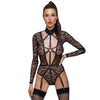 Langarm-Body S-XL weiche Spitze mit abnehmbaren Strapsen 