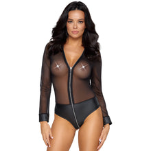 Lade das Bild in den Galerie-Viewer, Langarm Body S-XL transparent mit Reißverschluss "Mathilda"