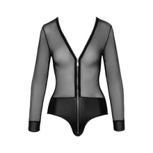 Lade das Bild in den Galerie-Viewer, Langarm Body S-XL transparent mit Reißverschluss "Mathilda"