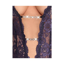 Lade das Bild in den Galerie-Viewer, Straps-Body ouvert S-XL weiche lila Spitze mit Strass &quot;Beth&quot;
