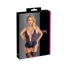 Lade das Bild in den Galerie-Viewer, Straps-Body ouvert S-XL weiche lila Spitze mit Strass &quot;Beth&quot;
