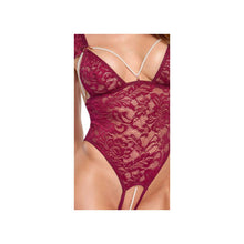 Lade das Bild in den Galerie-Viewer, Stringbody Damen Spitze - Bordeaux Rot S-XL "Maren"