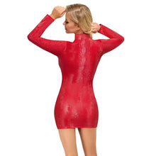 Lade das Bild in den Galerie-Viewer, Langarm-Minikleid S-XL Schlangenhaut-Optik in rot "Franzi"