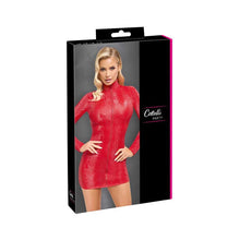 Lade das Bild in den Galerie-Viewer, Langarm-Minikleid S-XL Schlangenhaut-Optik in rot "Franzi"