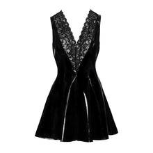 Lade das Bild in den Galerie-Viewer, Lack Minikleid S-XL mit Spitzen-Decollete und ausgestelltem Rock &quot;Olivia&quot;
