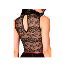 Lade das Bild in den Galerie-Viewer, Damen Wetlook Minikleid Spitze Schwarz - Corsagen Optik "Sally"