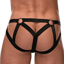 Lade das Bild in den Galerie-Viewer, Männer String S - XL schwarz Wetlook mit dehnbaren Riemen