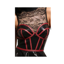 Lade das Bild in den Galerie-Viewer, Damen Wetlook Minikleid Spitze Schwarz - Corsagen Optik "Sally"