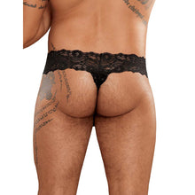 Lade das Bild in den Galerie-Viewer, Mikro-String mit Blüten-Spitze S - XL, schwarz
