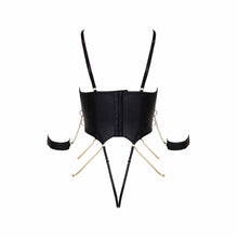 Lade das Bild in den Galerie-Viewer, Damen Body Lederimitat Schwarz - Armfesseln und Ketten "Aneta"