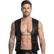 Lade das Bild in den Galerie-Viewer, Herren Weste Biker Style Lederimitat mit Kette "Chuck"
