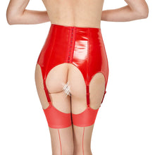 Lade das Bild in den Galerie-Viewer, Breiter Lack-Strapsgürtel S-2XL mit 6 Strumpfhaltern &quot;Kiri&quot;
