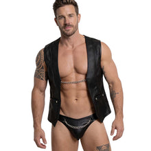 Lade das Bild in den Galerie-Viewer, Herren Weste Biker Style Lederimitat mit Kette "Chuck"