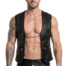 Lade das Bild in den Galerie-Viewer, Herren Weste Biker Style Lederimitat mit Kette "Chuck"