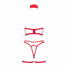 Lade das Bild in den Galerie-Viewer, Damen Krankenschwester Dessous Set Weiß Rot "Kiska"