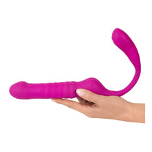 Lade das Bild in den Galerie-Viewer, Silikon Stoß-Vibrator mit Klopf-Impulsen + Klitoris-Arm - 40cm
