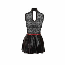 Lade das Bild in den Galerie-Viewer, Damen Wetlook Minikleid Spitze Schwarz - Corsagen Optik "Sally"