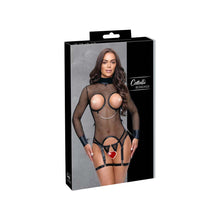 Lade das Bild in den Galerie-Viewer, Damen Strapshemd Set aus Netz mit Ketten Schwarz "Merle"