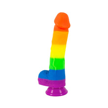 Lade das Bild in den Galerie-Viewer, Bunter Silikon Natur-Dildo in Regenbogenfarben - 21cm
