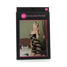 Lade das Bild in den Galerie-Viewer, Figurbetontes Netz-Minikleid für Damen in Schwarz, Verpackung
