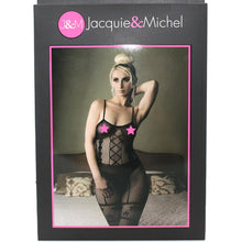 Lade das Bild in den Galerie-Viewer, Sexy Catsuit ouvert S-L schwarz in Straps-Optik
