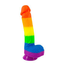 Lade das Bild in den Galerie-Viewer, Bunter Silikon Natur-Dildo in Regenbogenfarben - 21cm
