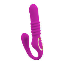 Lade das Bild in den Galerie-Viewer, Silikon Stoß-Vibrator mit Klopf-Impulsen + Klitoris-Arm - 40cm
