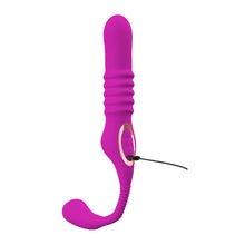 Lade das Bild in den Galerie-Viewer, Silikon Stoß-Vibrator mit Klopf-Impulsen + Klitoris-Arm - 40cm
