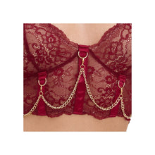 Lade das Bild in den Galerie-Viewer, Straps Set ouvert mit Longline BH Spitze Rot, S-XL "Amber"