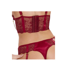 Lade das Bild in den Galerie-Viewer, Straps Set ouvert mit Longline BH Spitze Rot, S-XL "Amber"