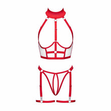 Lade das Bild in den Galerie-Viewer, Damen Krankenschwester Dessous Set Weiß Rot "Kiska"