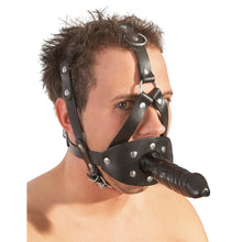 Lade das Bild in den Galerie-Viewer, Leder Kopfgeschirr mit Latex-Dildo und Mundknebel
