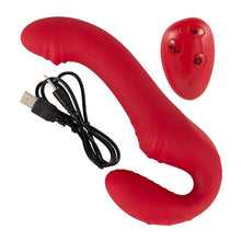 Lade das Bild in den Galerie-Viewer, Silikon Strap-on-Doppelvibrator - Gurtlos mit Fernbedienung - 19 cm
