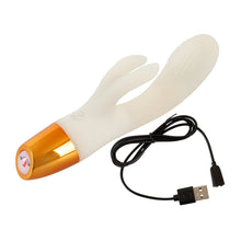 Lade das Bild in den Galerie-Viewer, Silikon Rabbit-Vibrator mit Noppen - leuchtet im Dunkeln - 19,5 cm
