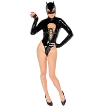 Lade das Bild in den Galerie-Viewer, Lack-Body mit Kopfmaske S-XL im Catwoman-Style