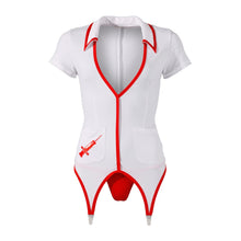 Lade das Bild in den Galerie-Viewer, Krankenschwester Kostüm M-XL mit Strapse und Front-Zip &quot;Catuja&quot;
