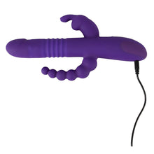 Lade das Bild in den Galerie-Viewer, Triple Vibrator mit Stoßfunktion und Klitoris- und Analvibrator - 26cm
