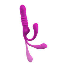 Lade das Bild in den Galerie-Viewer, Silikon Stoß-Vibrator mit Klopf-Impulsen + Klitoris-Arm - 40cm