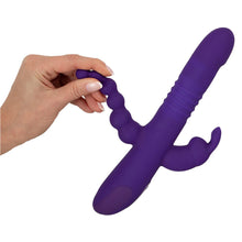 Lade das Bild in den Galerie-Viewer, Triple Vibrator mit Stoßfunktion und Klitoris- und Analvibrator - 26cm
