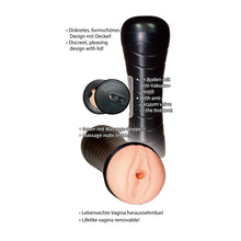 Lade das Bild in den Galerie-Viewer, Masturbator mit Massage-Noppen in schwarzer Design-Dose
