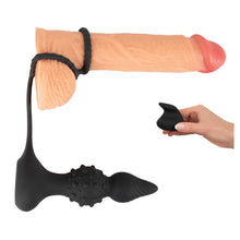 Lade das Bild in den Galerie-Viewer, Penis-/Hodenring mit Vibro-Analplug und 2in1 Fernbedienung - 15 cm
