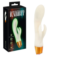 Lade das Bild in den Galerie-Viewer, Silikon Rabbit-Vibrator mit Noppen - leuchtet im Dunkeln - 19,5 cm
