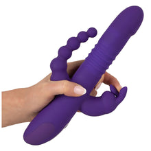 Lade das Bild in den Galerie-Viewer, Triple Vibrator mit Stoßfunktion und Klitoris- und Analvibrator - 26cm
