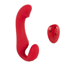 Lade das Bild in den Galerie-Viewer, Silikon Strap-on-Doppelvibrator - Gurtlos mit Fernbedienung - 19 cm
