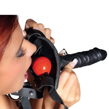 Lade das Bild in den Galerie-Viewer, Leder Kopfgeschirr mit Latex-Dildo und Mundknebel

