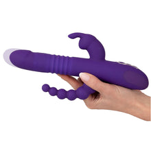 Lade das Bild in den Galerie-Viewer, Triple Vibrator mit Stoßfunktion und Klitoris- und Analvibrator - 26cm
